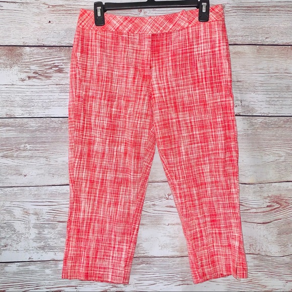 Talbots Petite Linen Blend Casual Stretch Mid Rise Tapered Capri Pants 8P - Picture 1 of 4